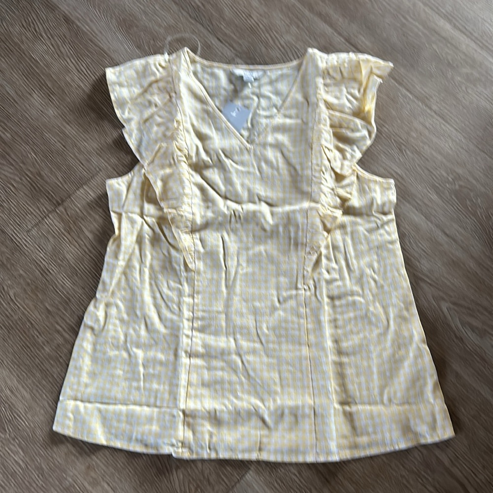 Linen Gingham Top NWT
